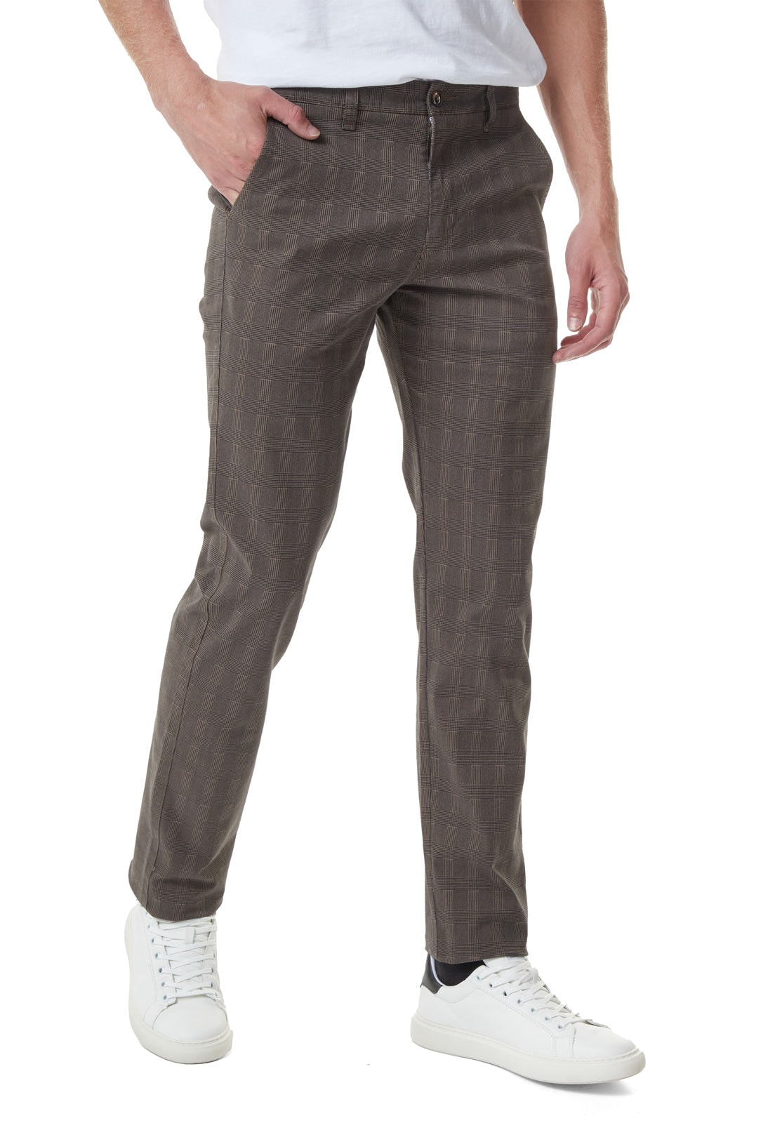 Pantalón dril a cuadros cafe - imagen 1