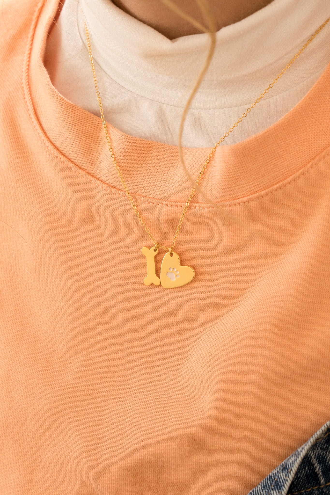 Collar Corazón Huella + Aretes - imagen 1