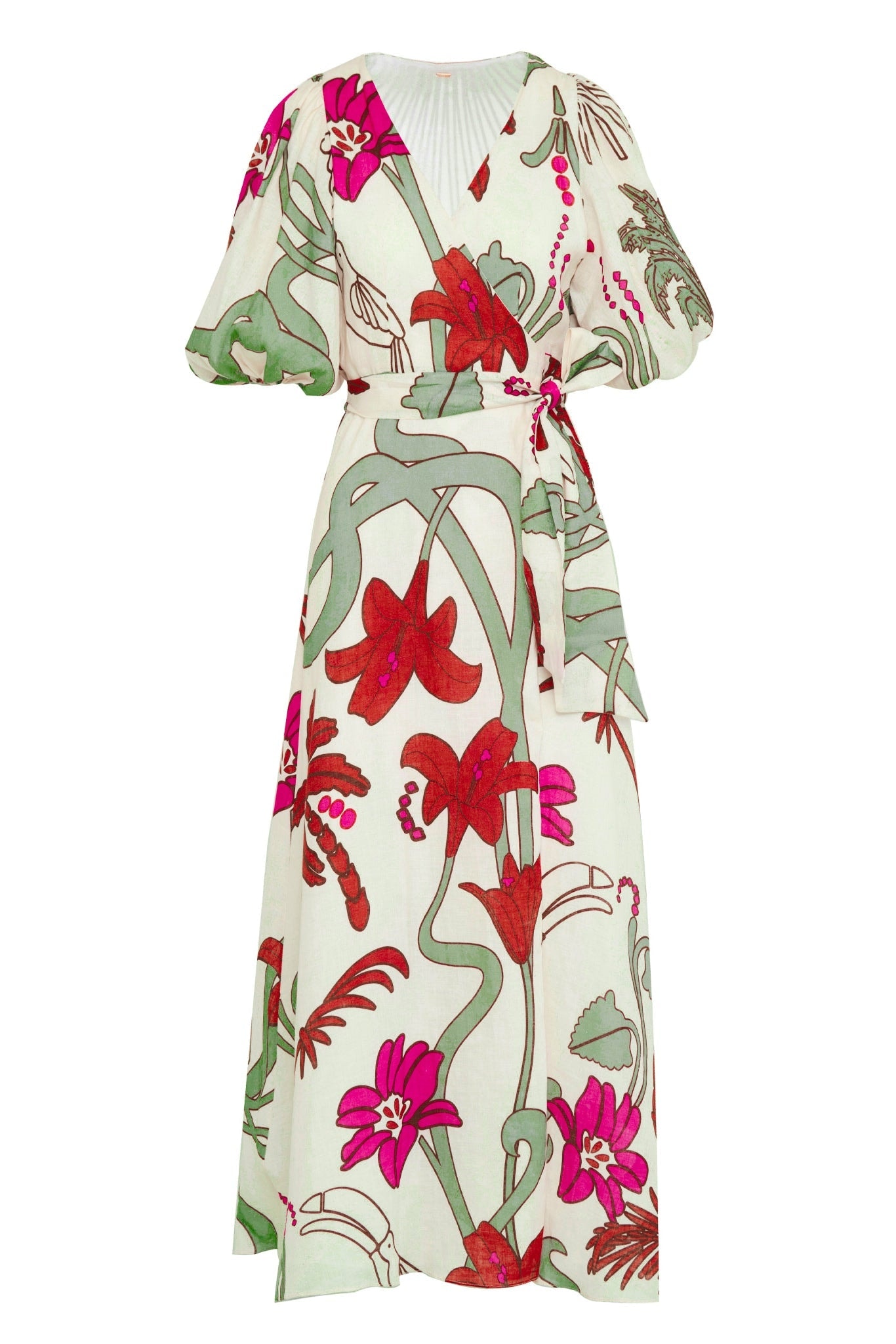 Ermita Wrap Linen Dress / Fuchsia Garden - imagen 1