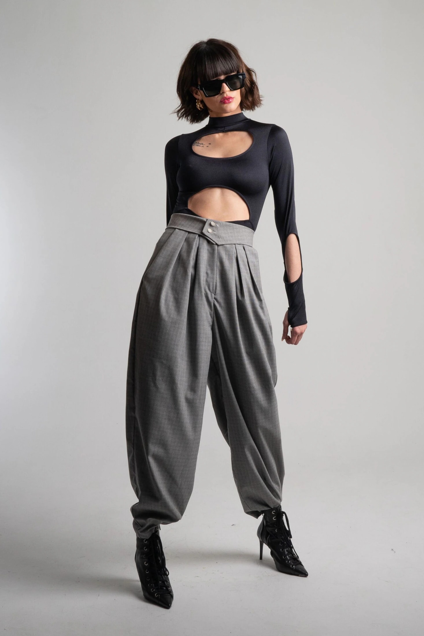 Pantalón Oriental Cuadro Gris - imagen 1