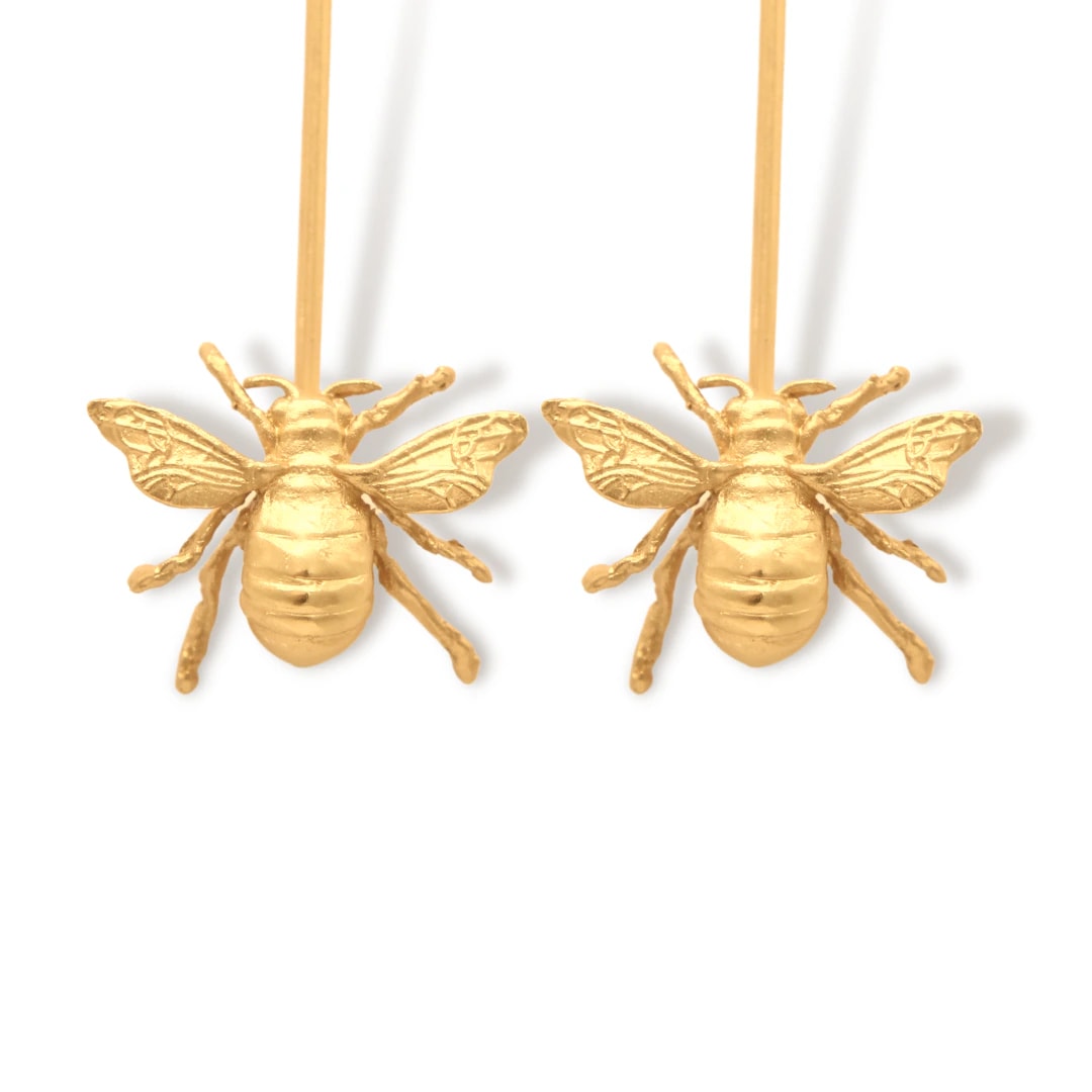 Aretes largos con abeja grande - imagen 1