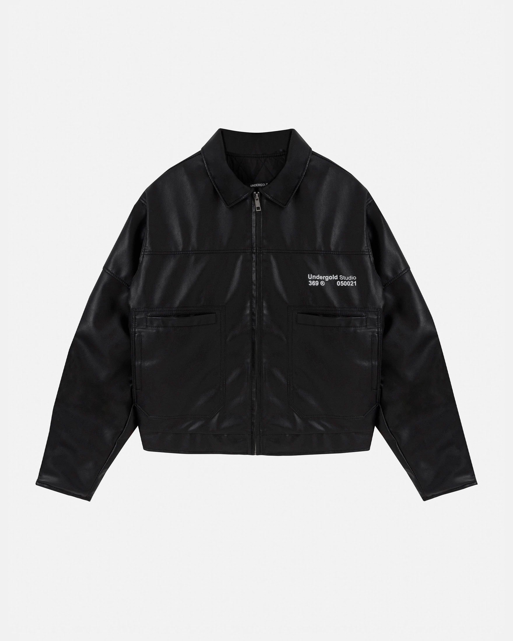 Basics Undergold Studio Leather Boxy Fit Jacket Black - imagen 1