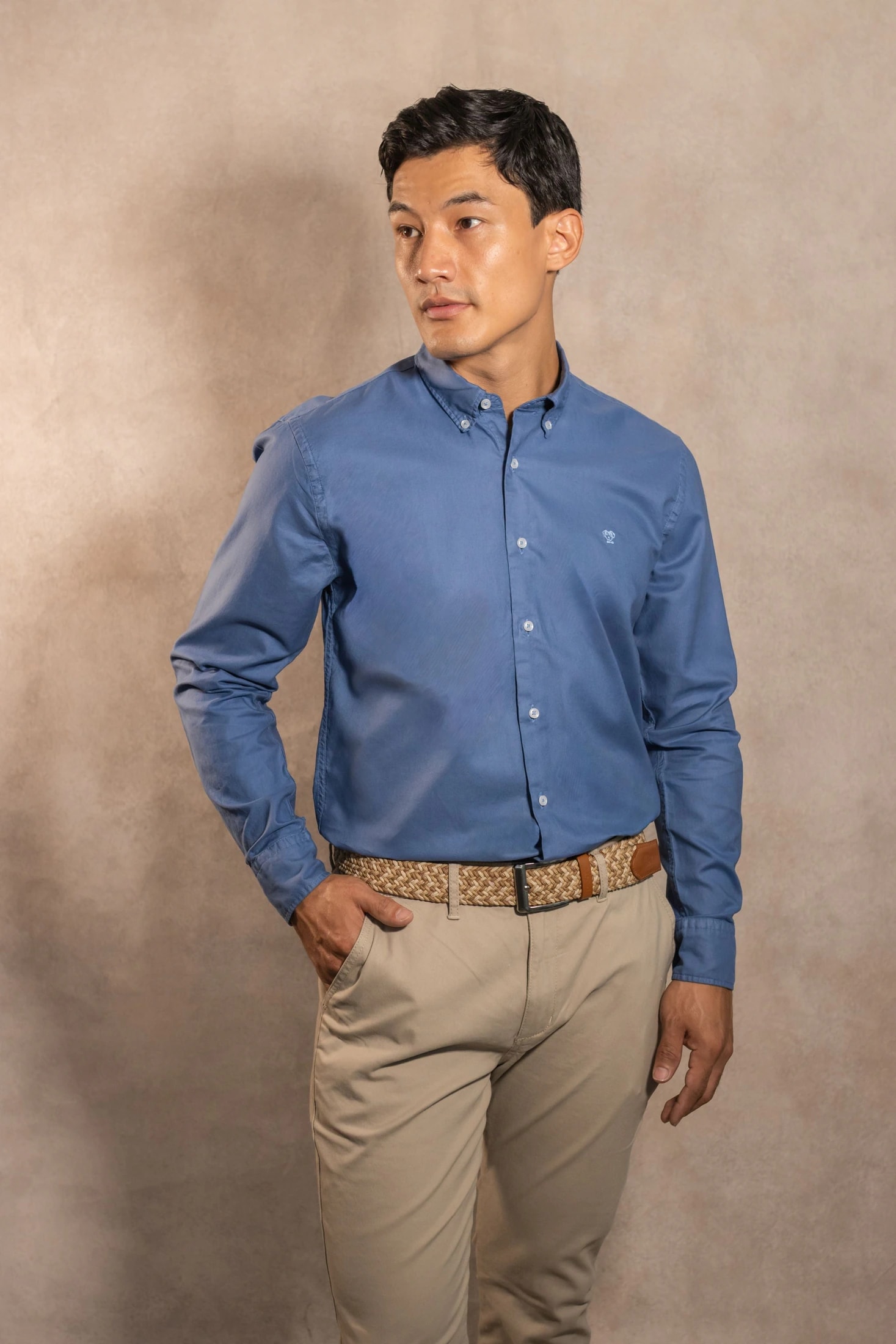 Camisa Antimanchas Oxford Azul Chino - Talla Regular - imagen 1