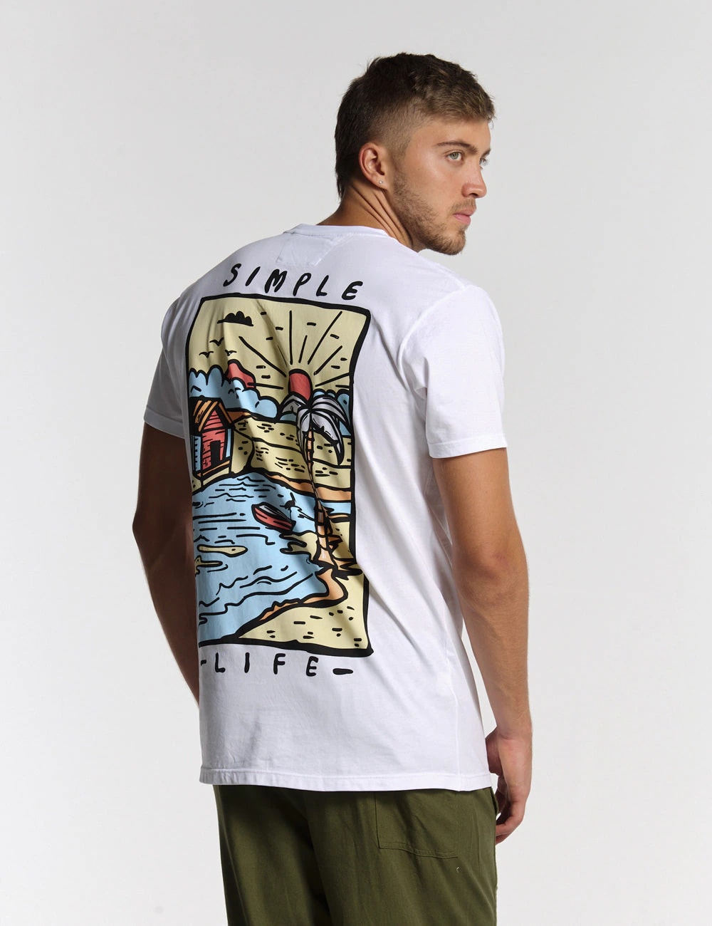Camiseta regular fit  Simple life blanca - imagen 1