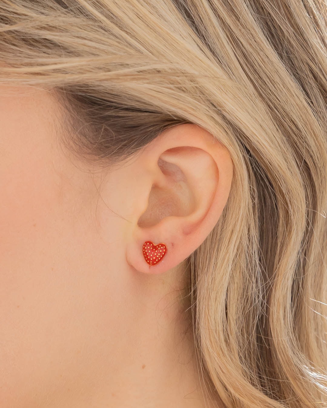 Aretes Corazón Rojo Puntos - imagen 1