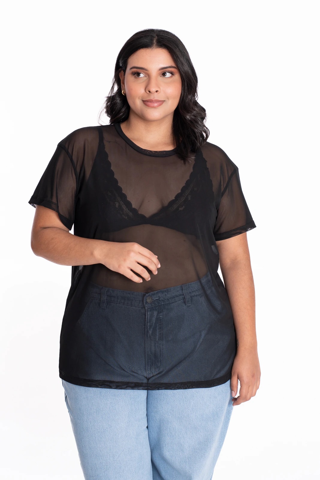 Camiseta Oversize Malla Negra - imagen 1