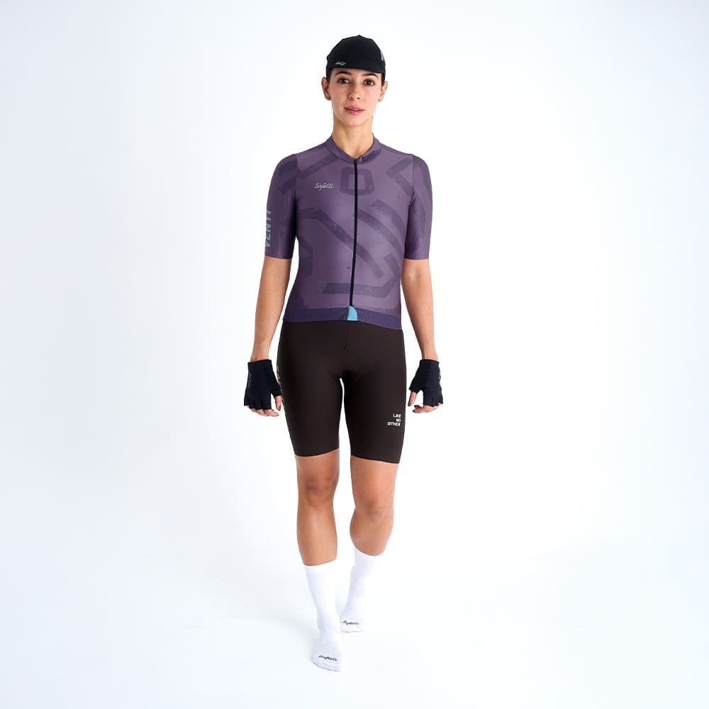 CAMISA CICLISMO MANGA CORTA ENGRAVED PURPLE PARA MUJER - imagen 1