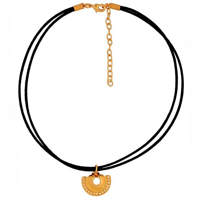 Collar Choker Negro y Dije Pequeño Nariguera Semilunar Tairona - imagen 1