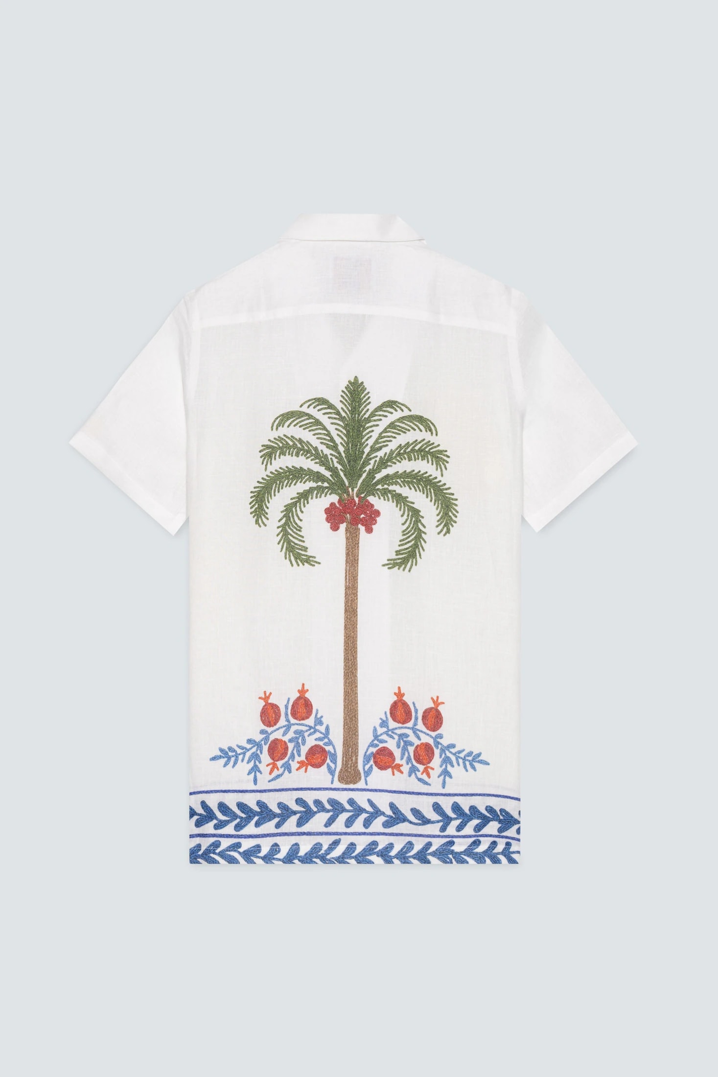 Men's linen shirt white tambour - imagen 1