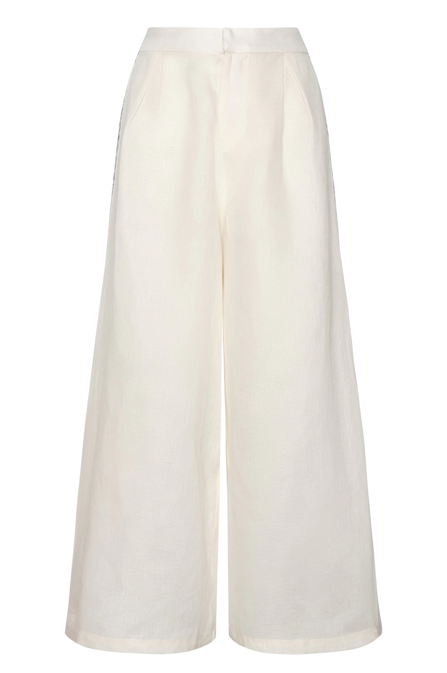 Jared Linen Capri Pants / Ivory Blue Horseshoes - imagen 1
