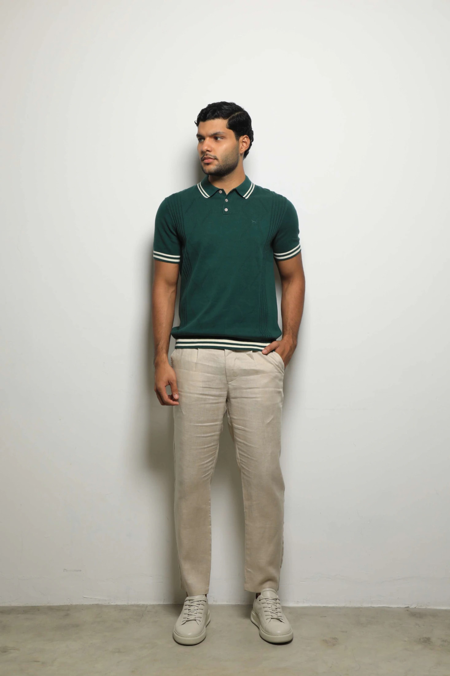 Suéter Tejido Fashion Verde/Lineas Crema - imagen 1