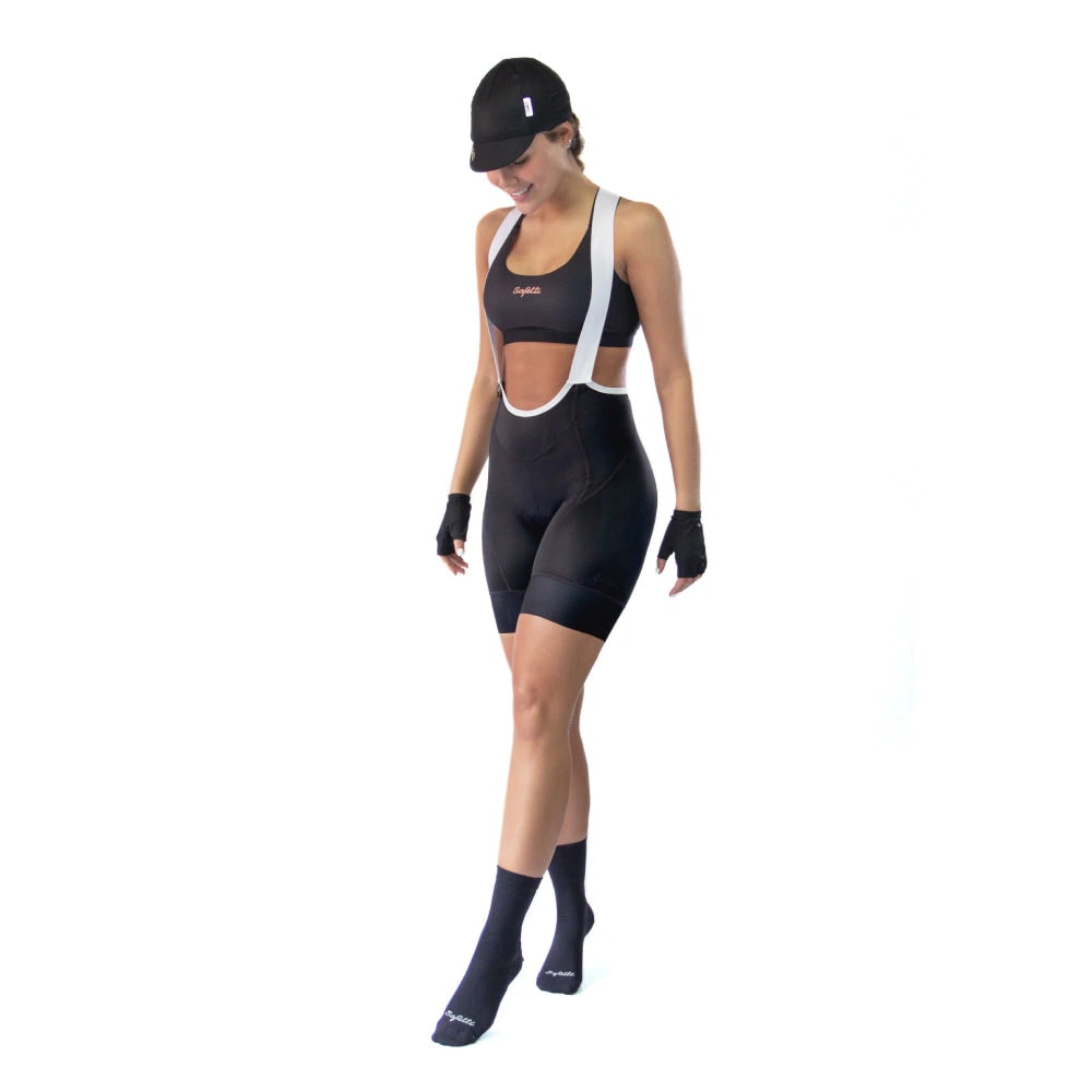 PANTALONETA CICLISMO CON CARGADERAS NÁPOLES PARA MUJER NEGRA - imagen 1