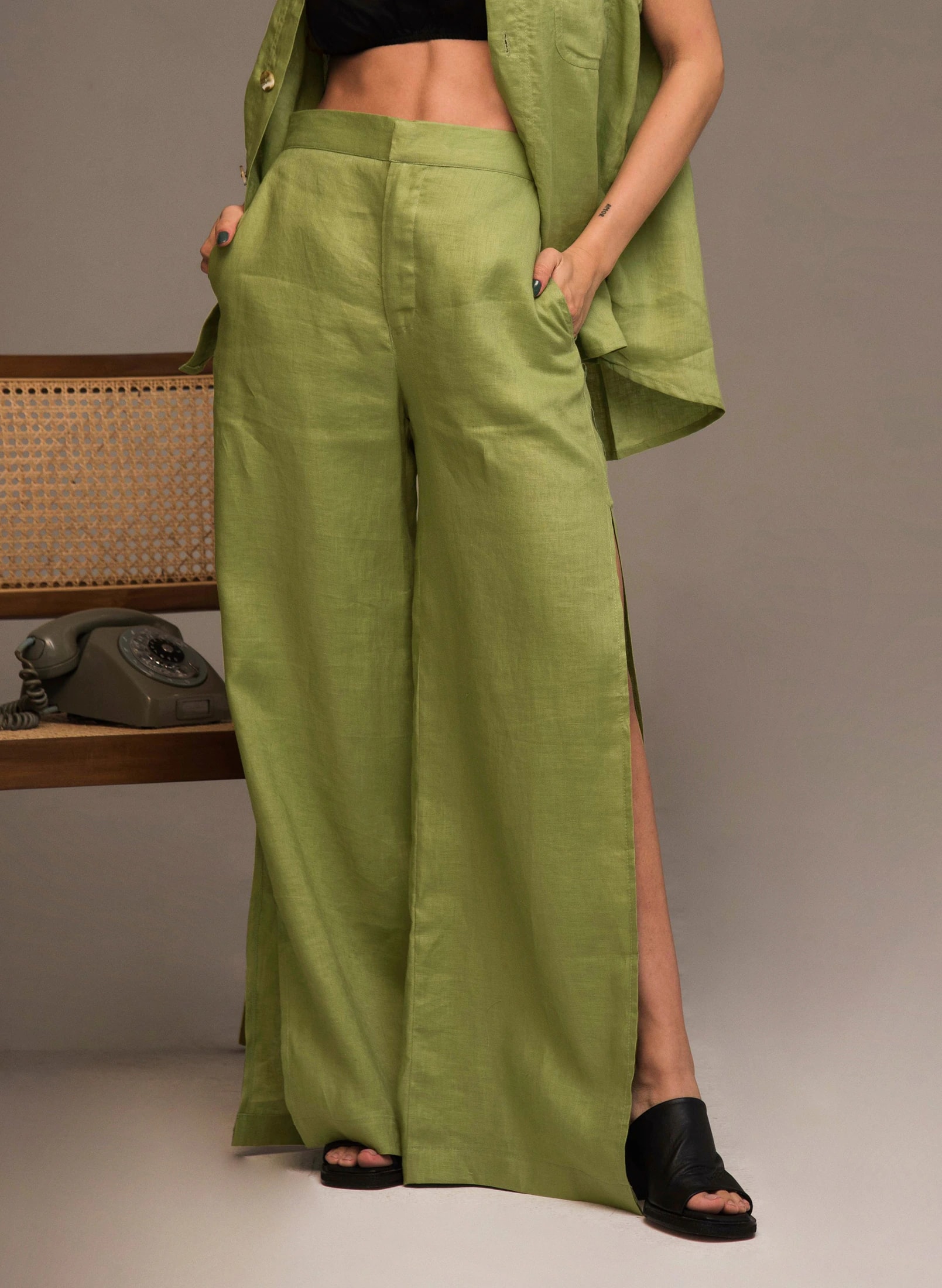 Pantalón Vere de Lino - Verde pistacho - imagen 1
