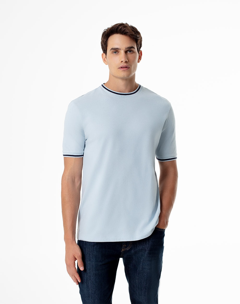 Camiseta regular algodón jersey azul hombre - imagen 1