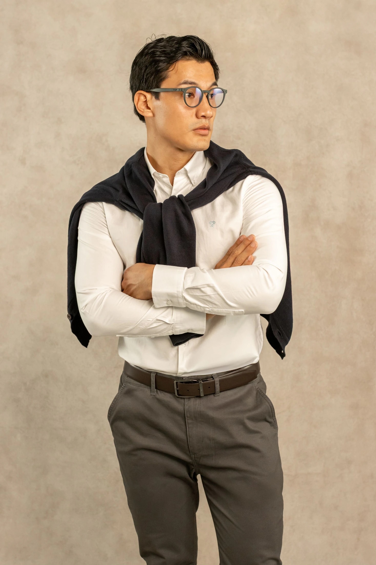 Camisa Antimanchas Oxford Blanco Logo Azul Medio - imagen 1