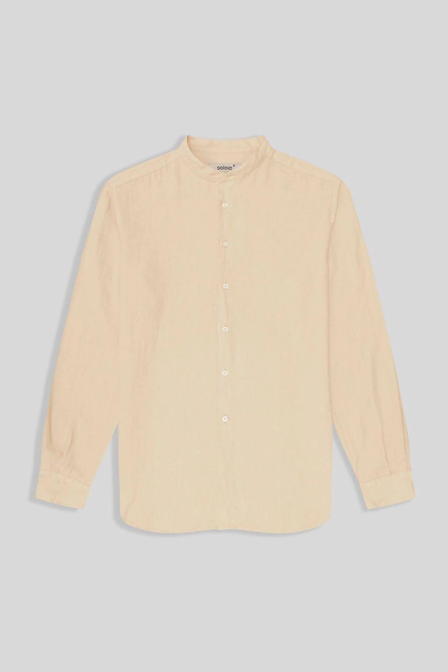 Men's linen shirt mao beige basic - imagen 1