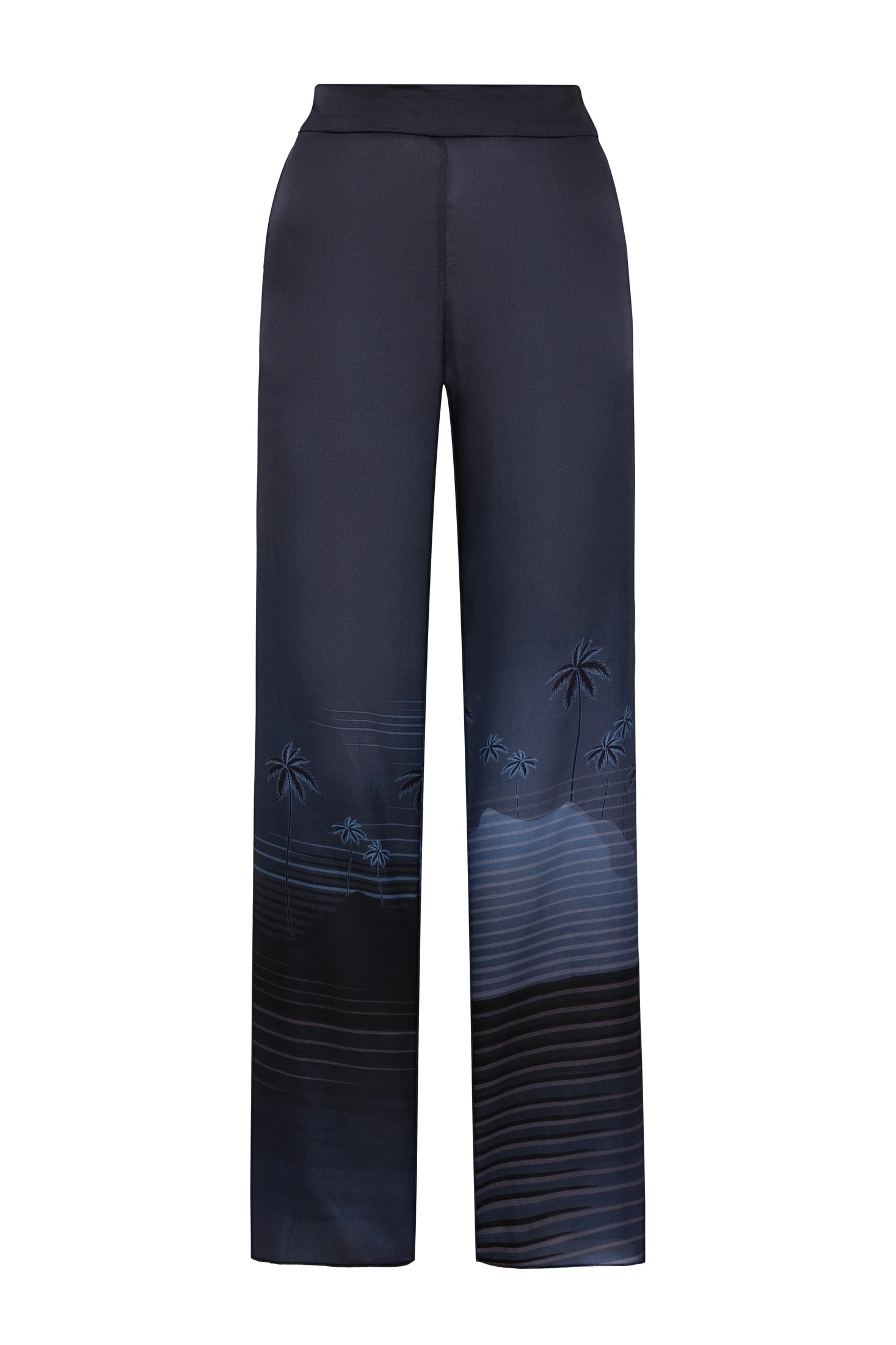 Santo Tomás Martellato Silk Pants / Navy Tropical Landscape - imagen 1