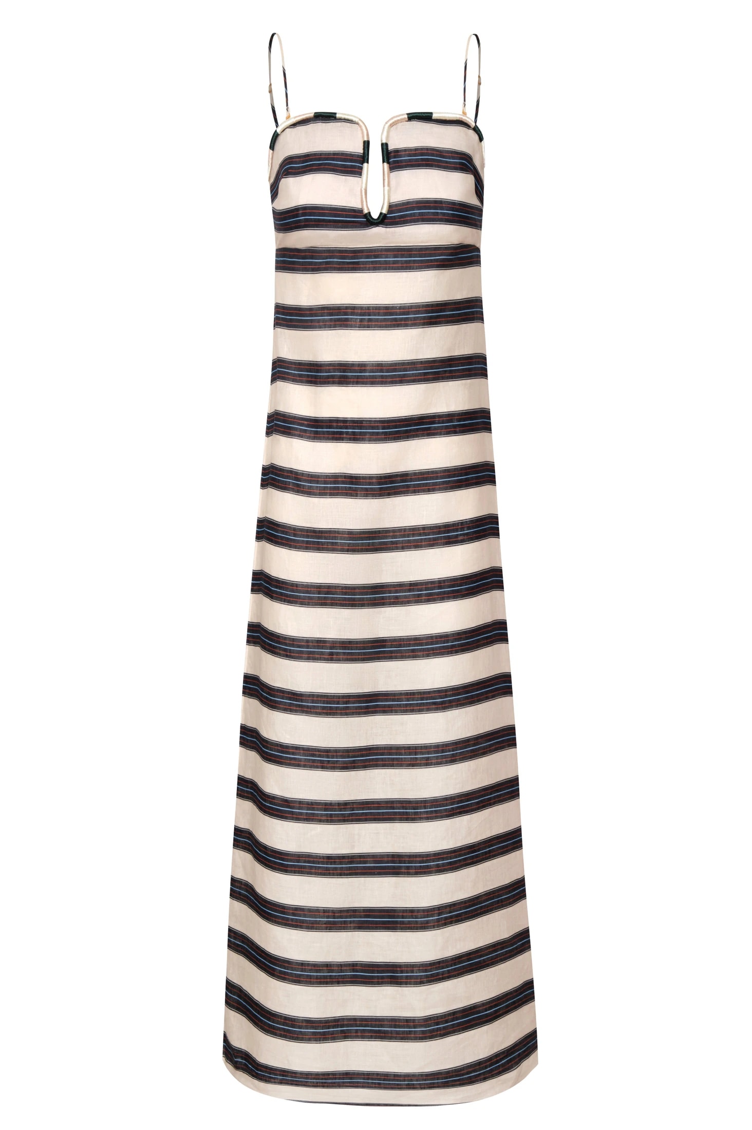 Antonia Linen Midi Dress / Navy Stripes - imagen 1