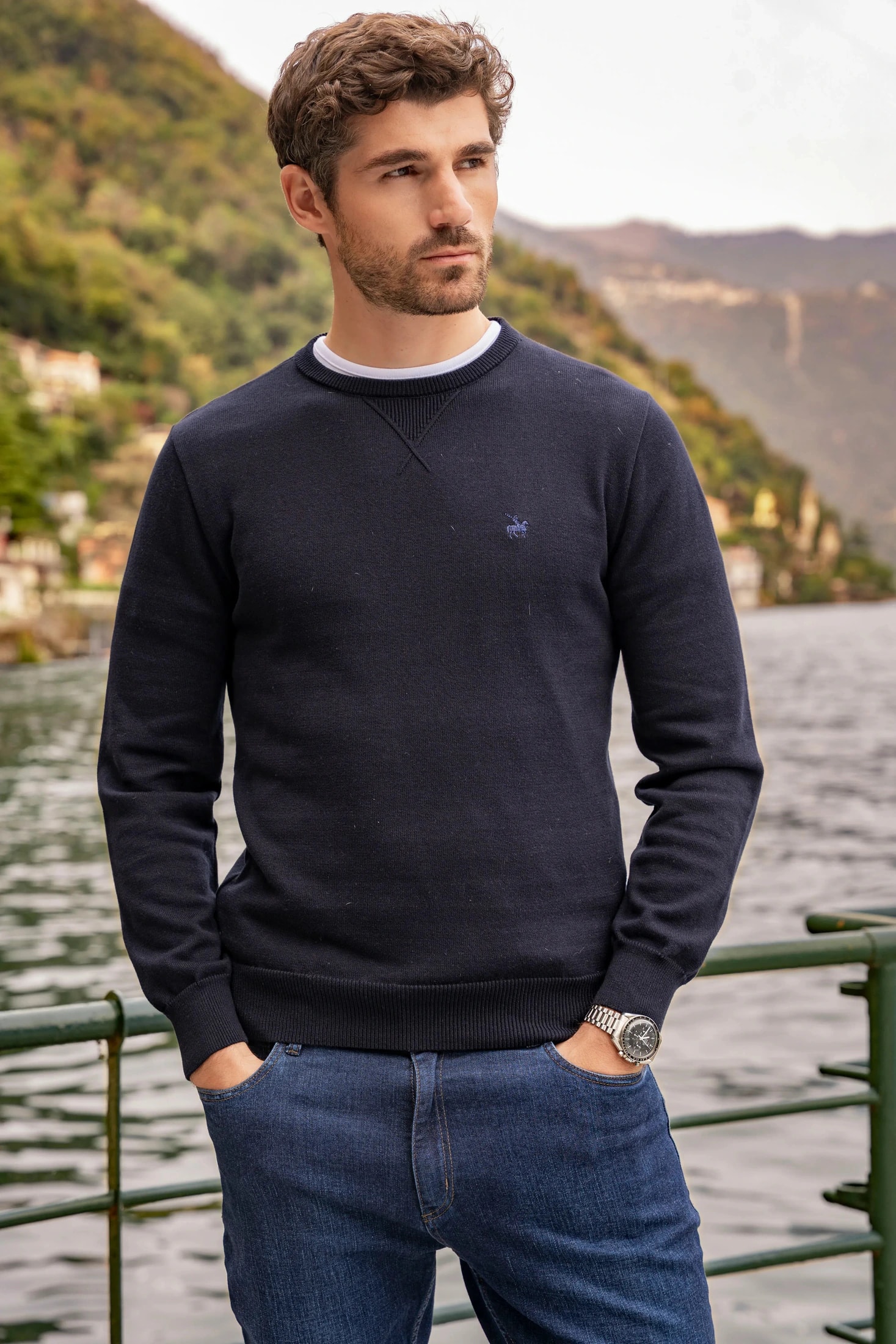 Suéter Crewneck Hombre Azul Oscuro - imagen 1