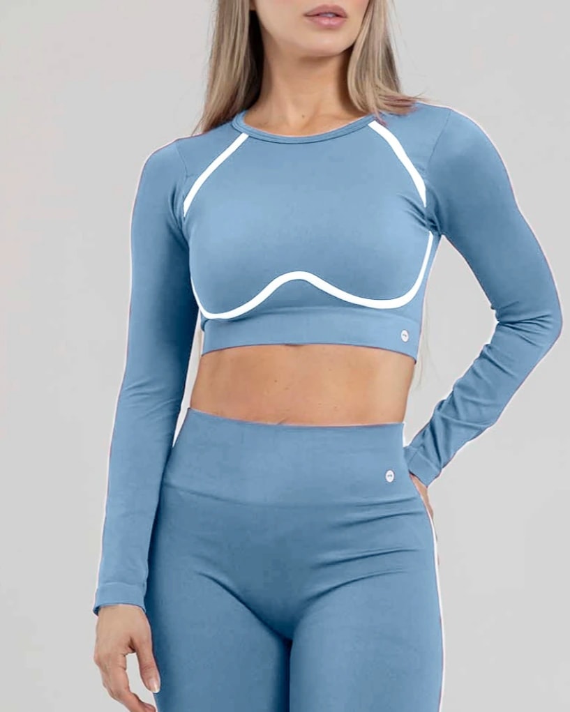 Top seamless contrast azul claro lumen FIBER - imagen 1