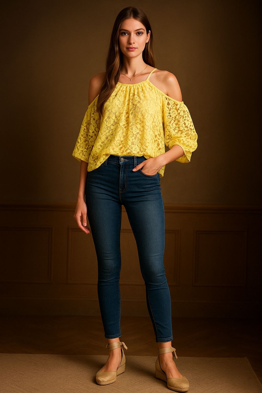 Blusa Bingo Encaje Amarillo - imagen 1