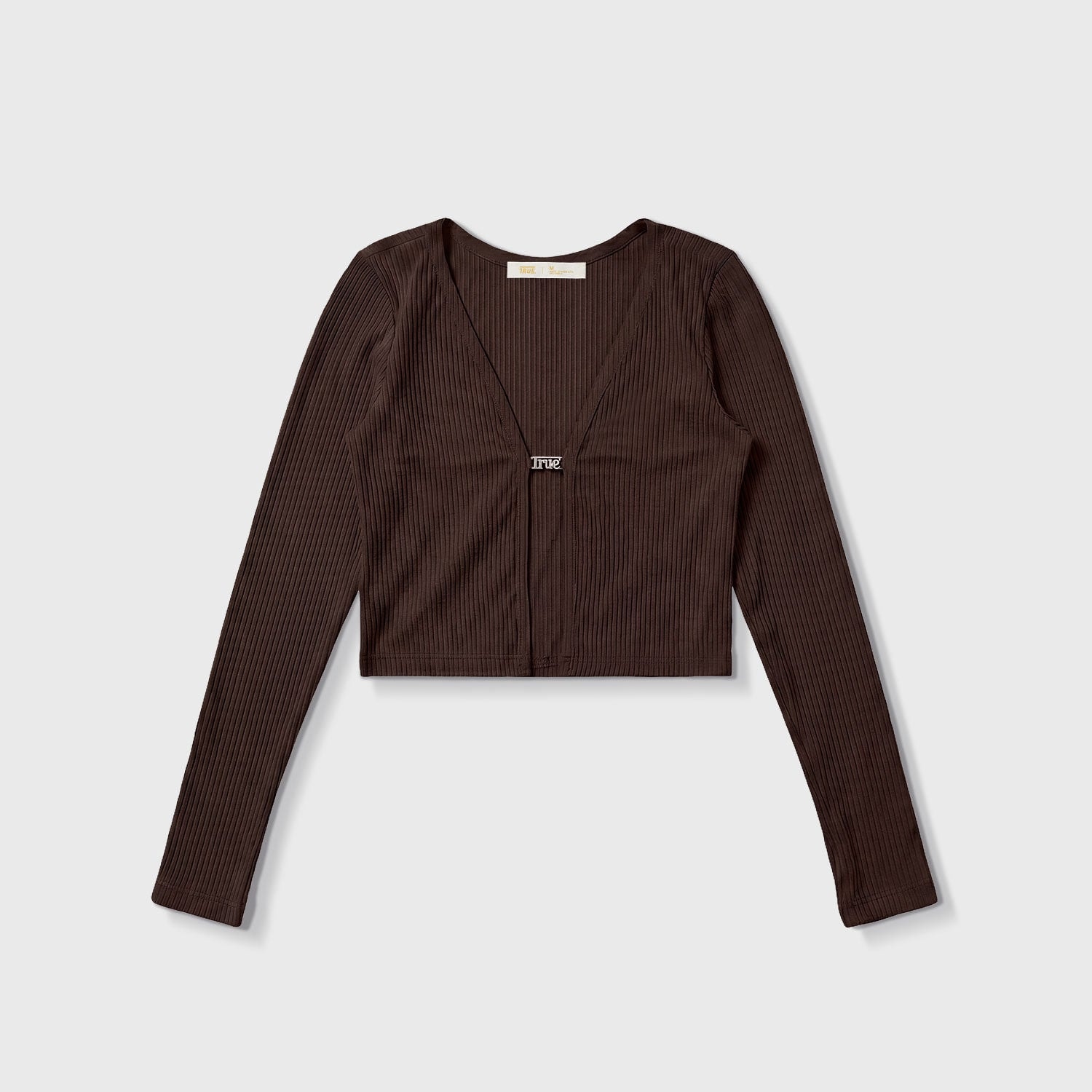 Rib Cropped Cardigan - Brown - imagen 1