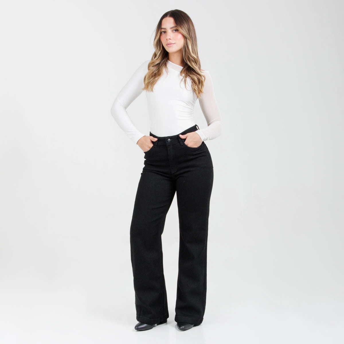 Jean Wide Leg Negro Ax-3174 Licrado - imagen 1