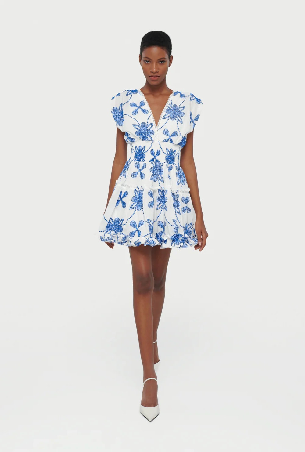 GISELLE MINI DRESS WHITE/BLUE - imagen 1