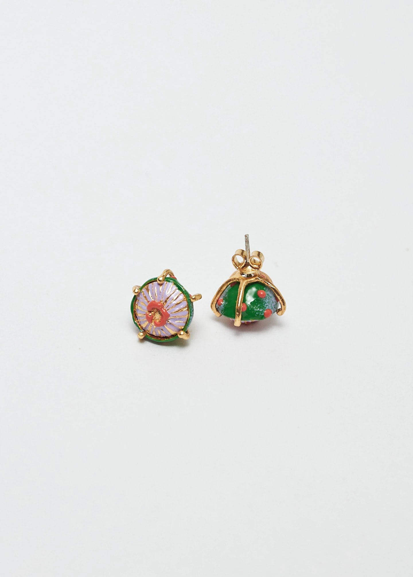 Aretes mini sombrerito verde lila - imagen 1