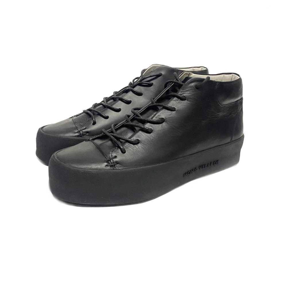 Botines Para Hombre Basil en Cuero Negro Suela Alta - imagen 1
