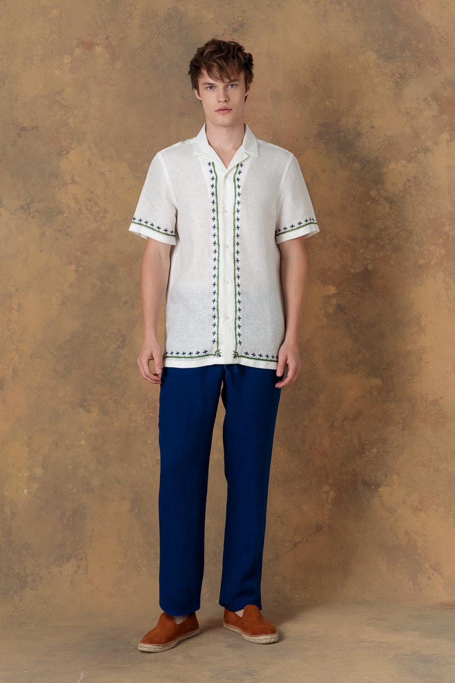 Men's linen shirt bowling acantha white - imagen 1