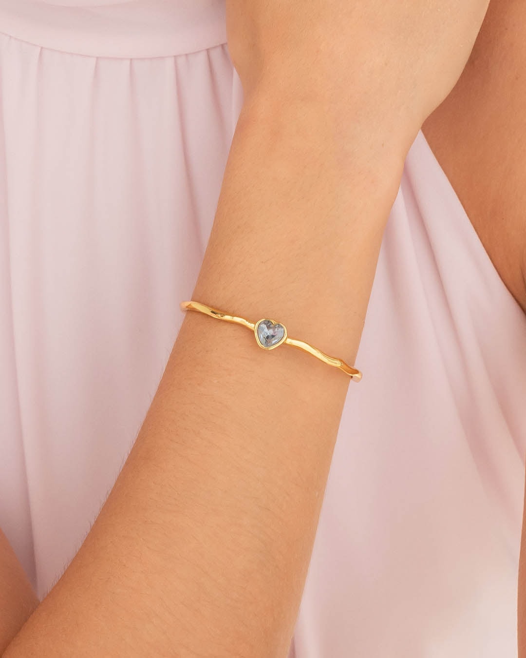 Brazalete Cristal Corazón Azul Oro - imagen 1