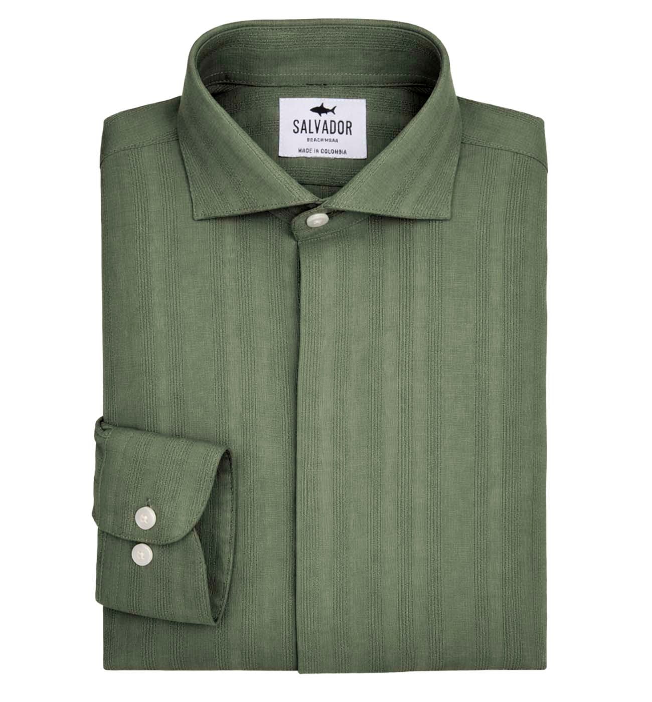 GUAYABERA VERDE MILITAR - imagen 1