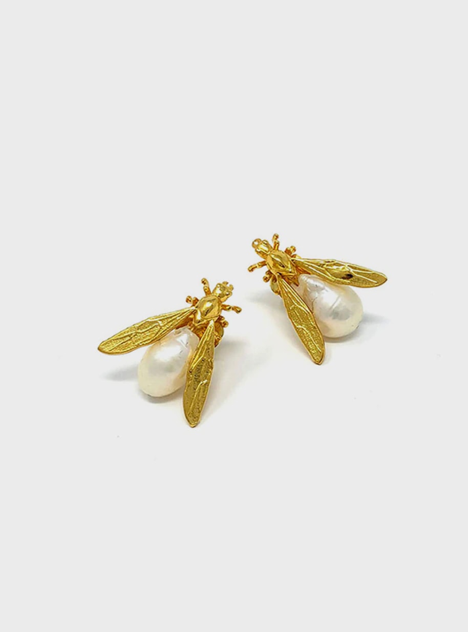 Aretes Topos Hormiga culona perla - imagen 1