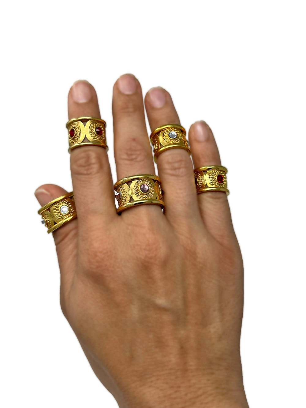 Anillo circulos cristal lila - imagen 1