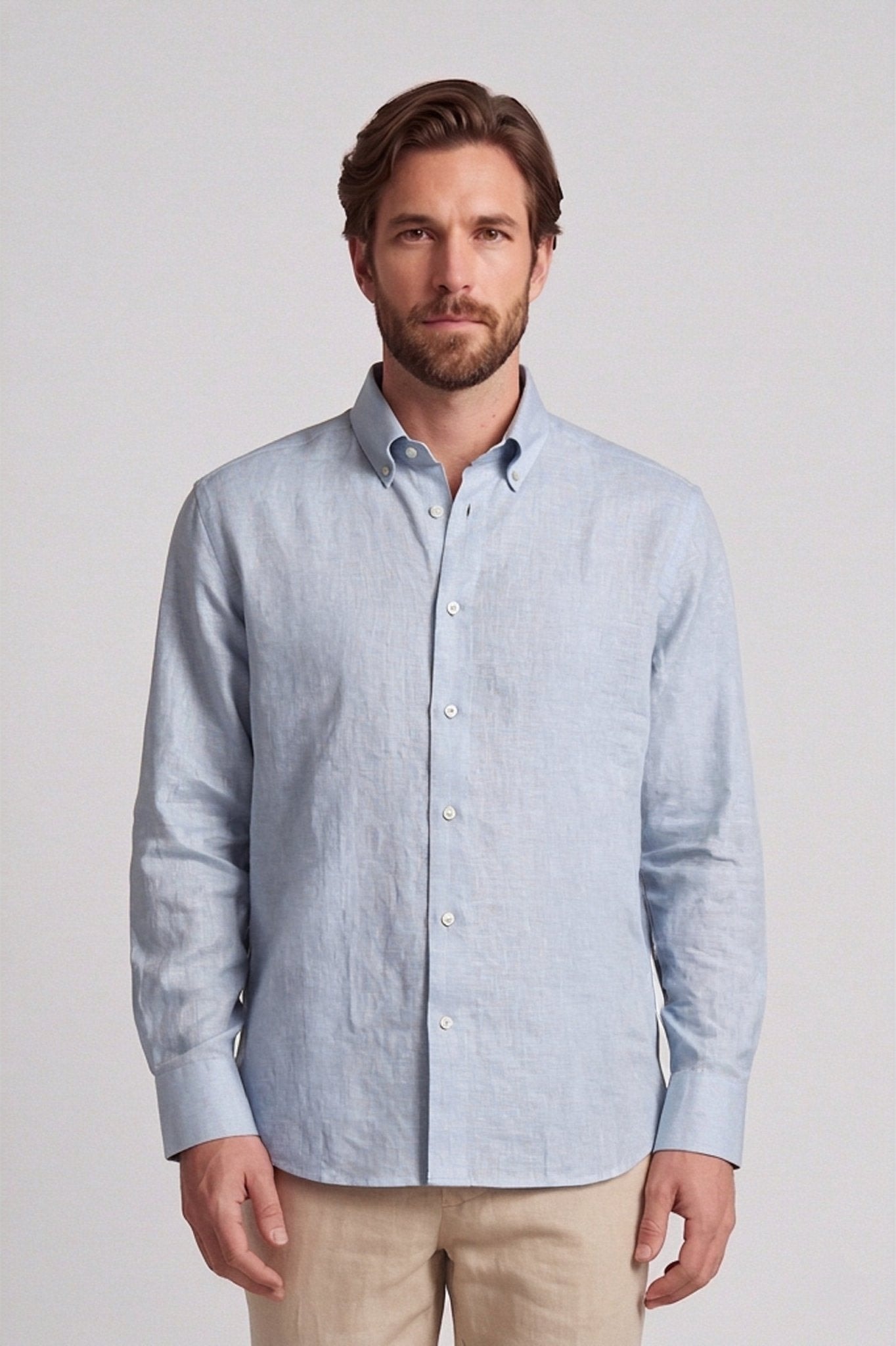 Camisa en lino manga larga para hombre Jon Sonen 010225026 - imagen 1