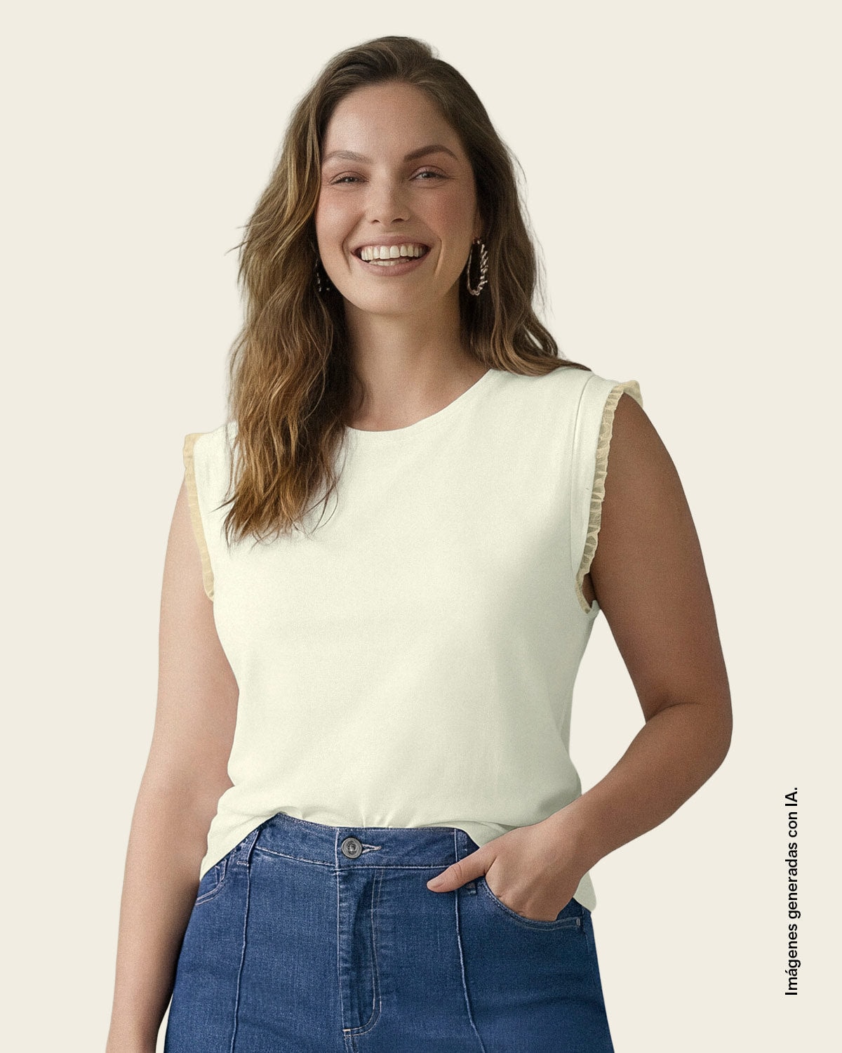 Camiseta con detalle tejido en mangas - imagen 1
