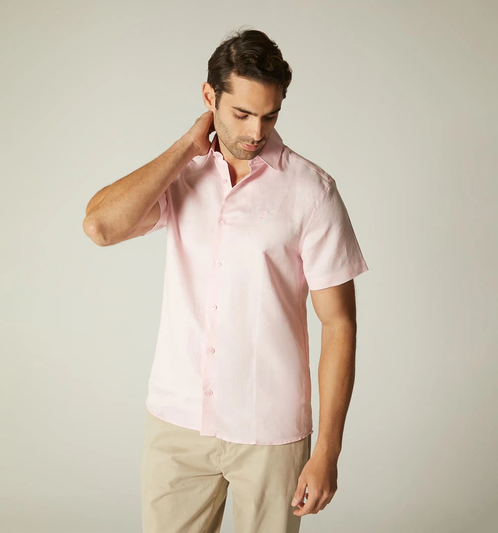 Camisa  para  hombre  en lino  manga cor - imagen 1