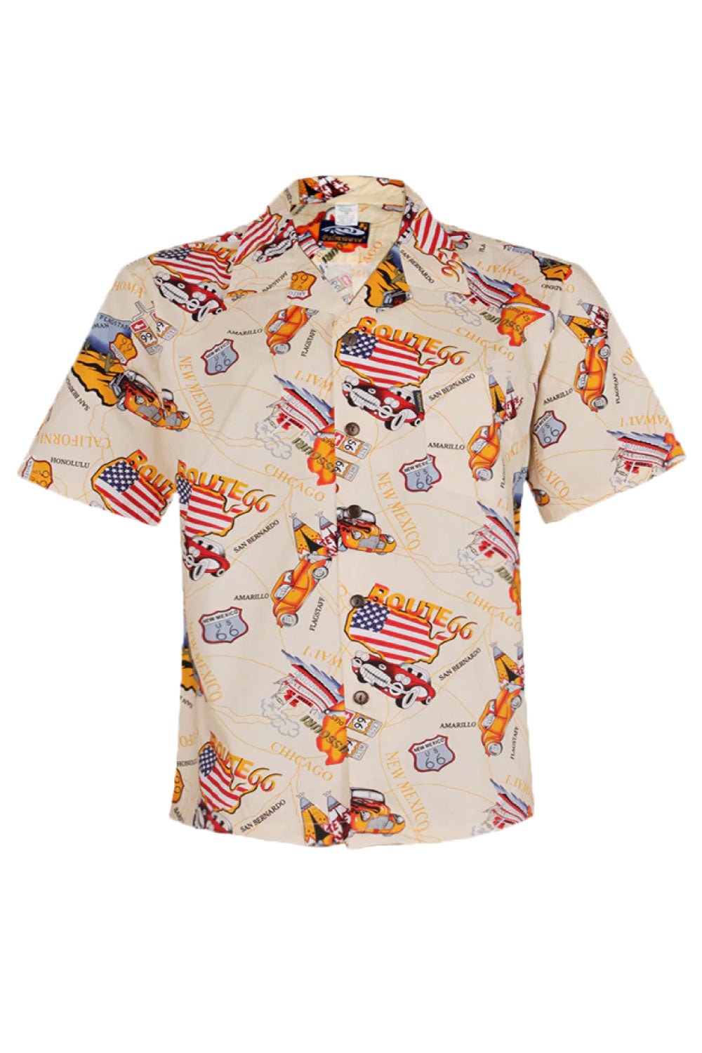 Beige Route 66 Aloha Shirt - imagen 1