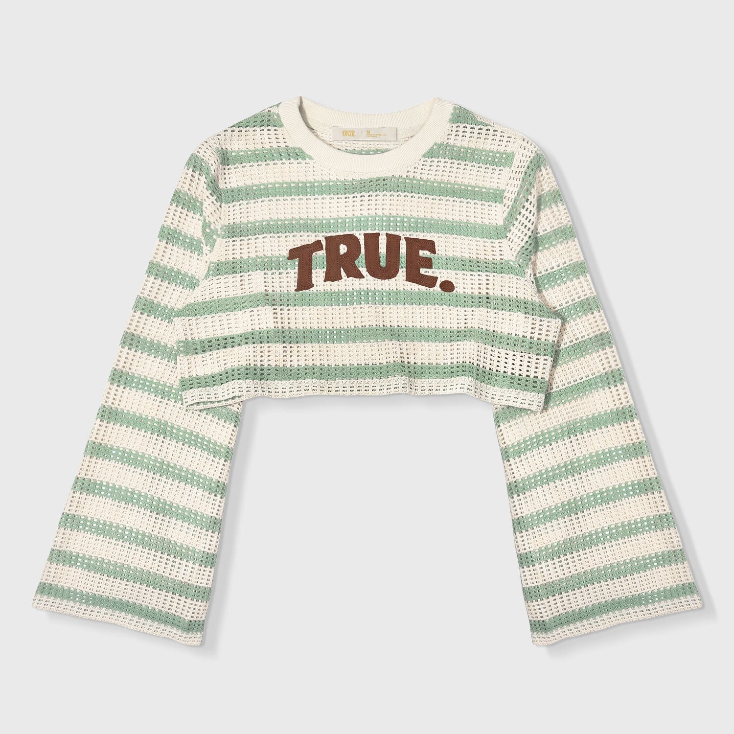 Texture Wide Sleeve Crop Top - Cream - imagen 1