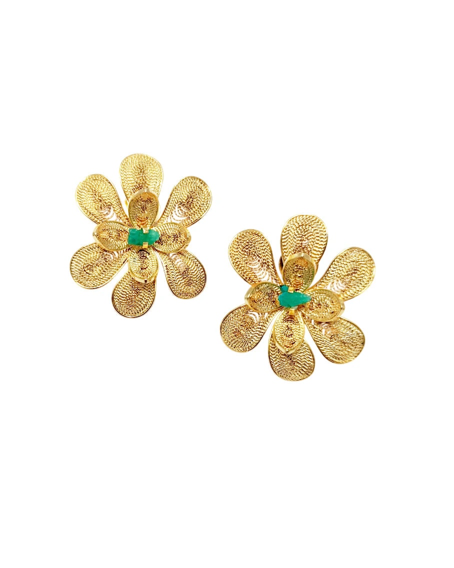 Aretes filigranay esmeralda, Brenda - imagen 1