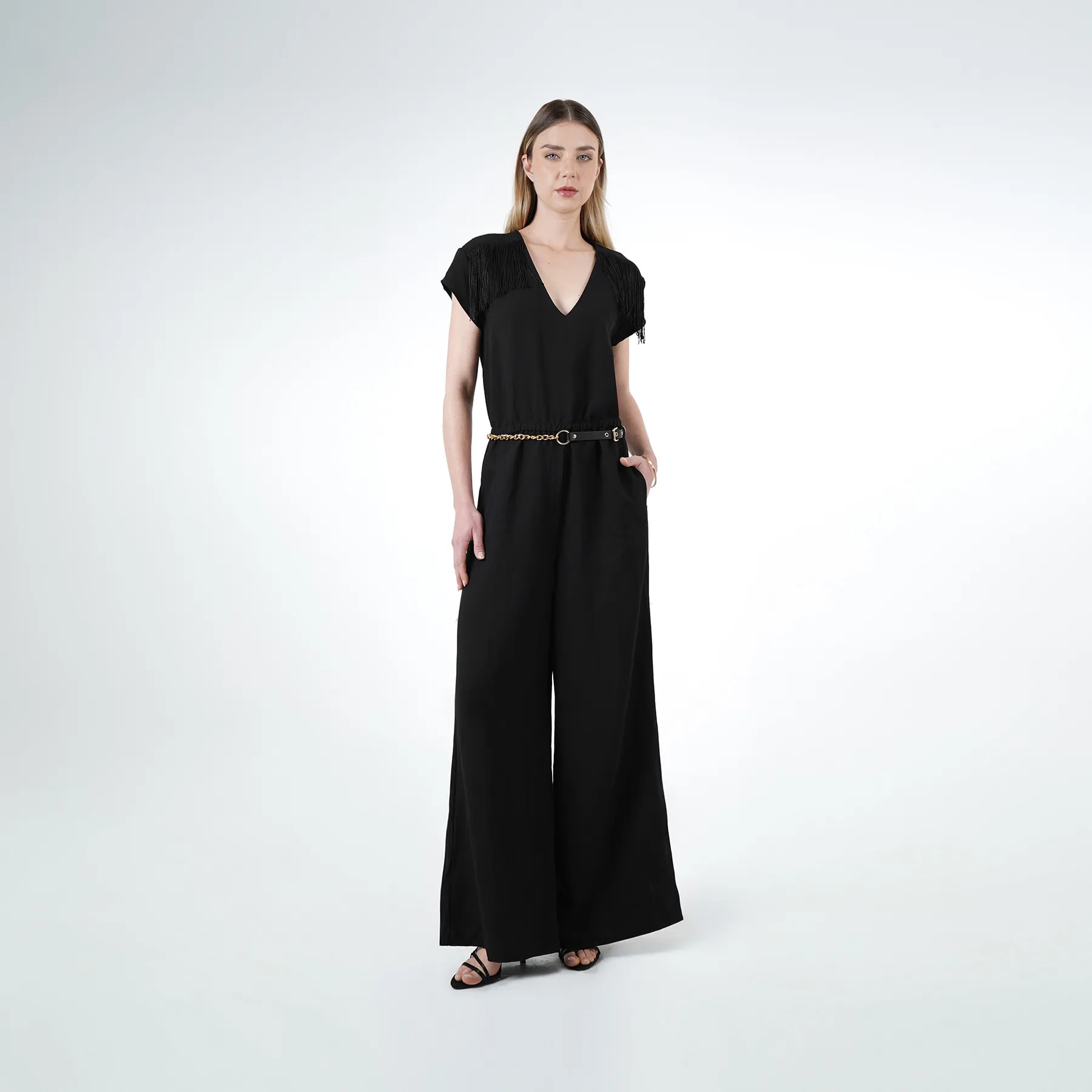 Vestido Cuello V Manga Corta - imagen 1