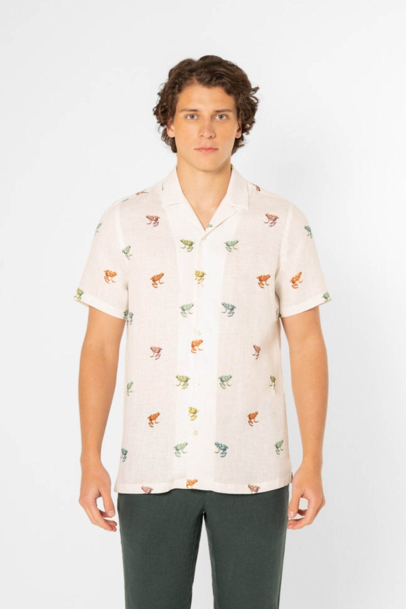 Men's linen shirt frog - imagen 1