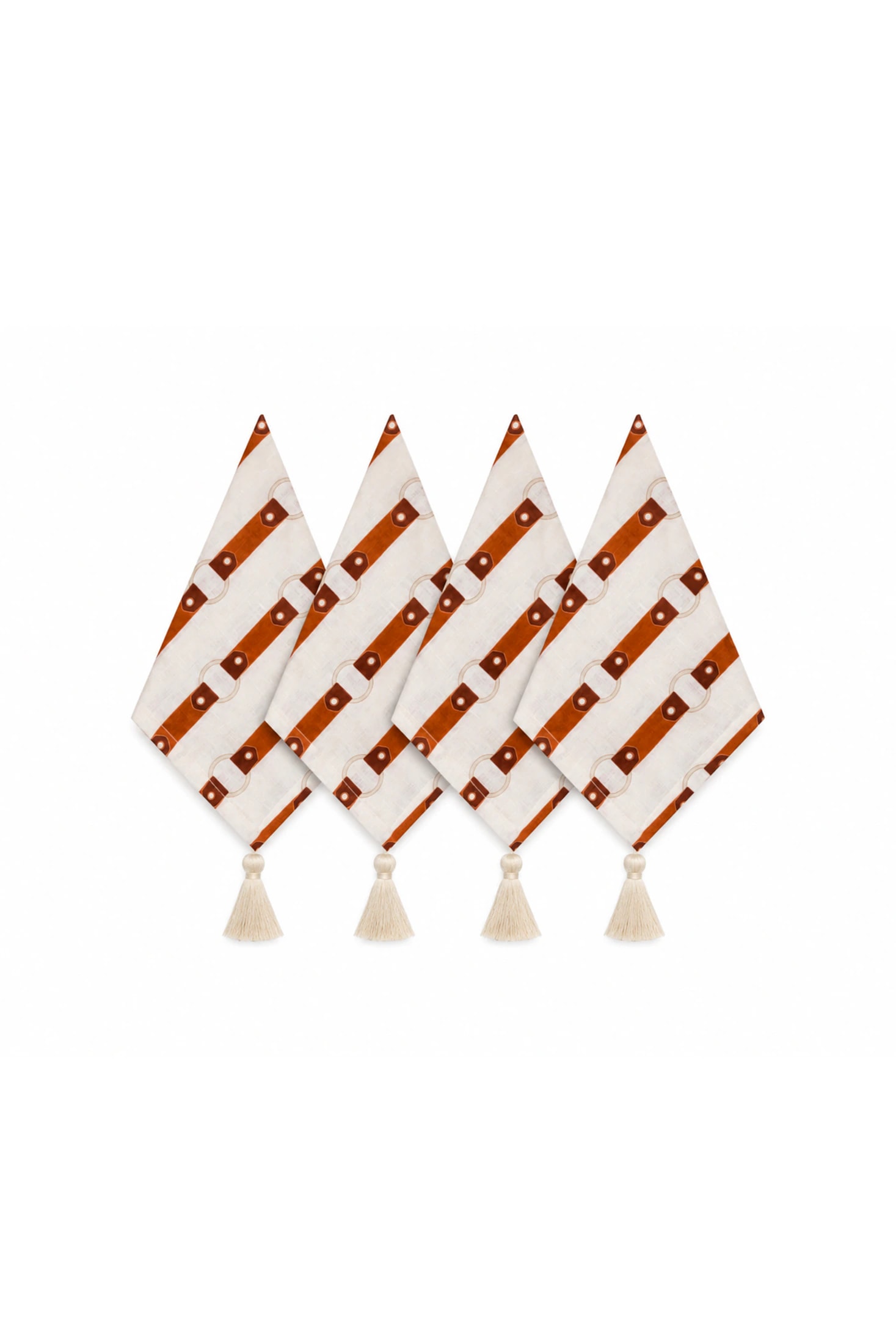 Horse Reins Linen Napkins with Tassels / Set of 4 - imagen 1