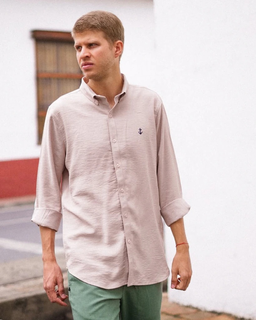 Camisa Beige en rayón - imagen 1