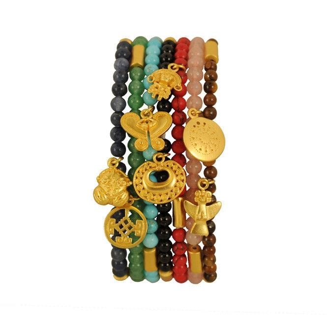 Semanario x 7 Pulseras Semipreciosas 4mm con Dijes - imagen 1