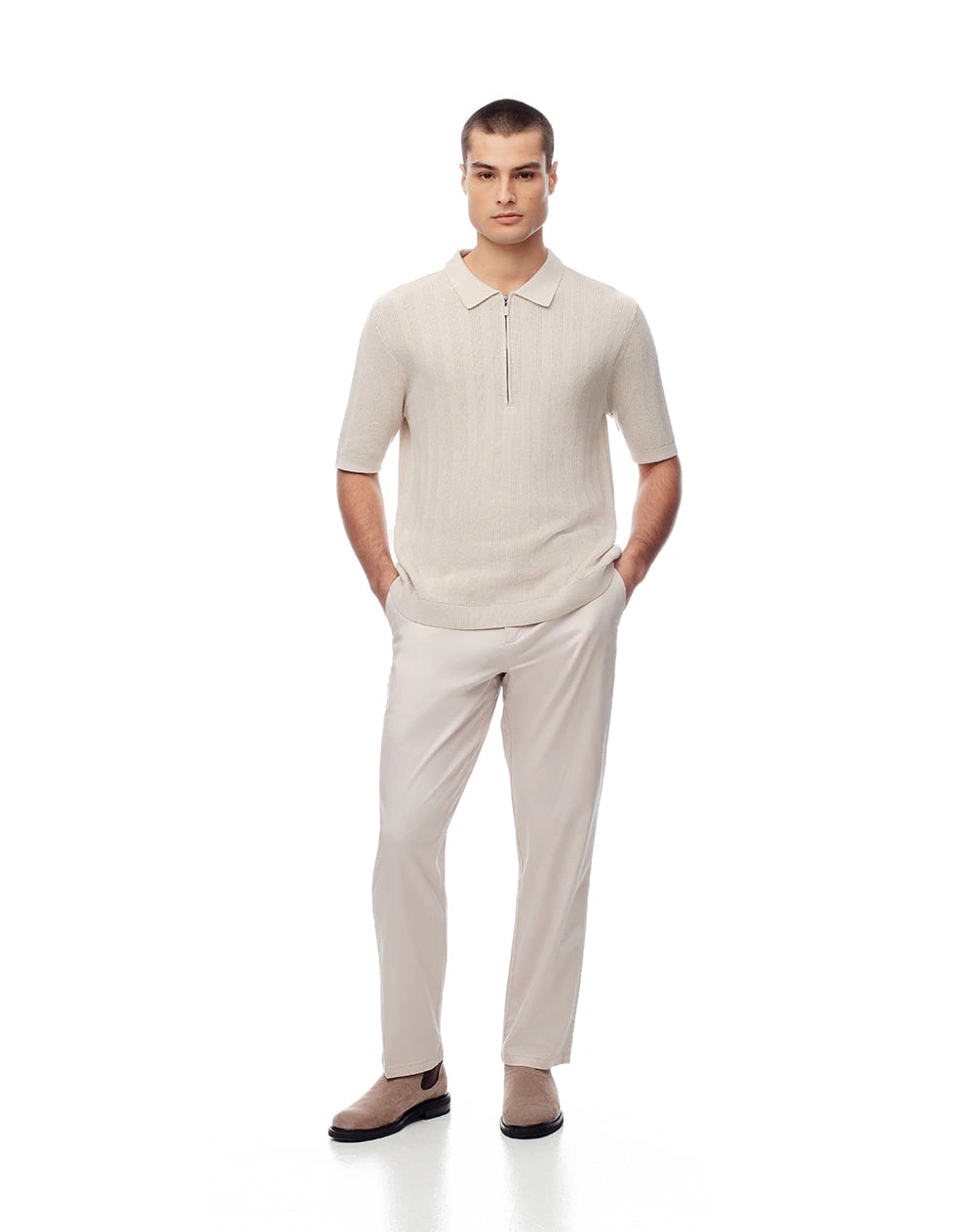 Pantalón regular tiro medio arena hombre - imagen 1