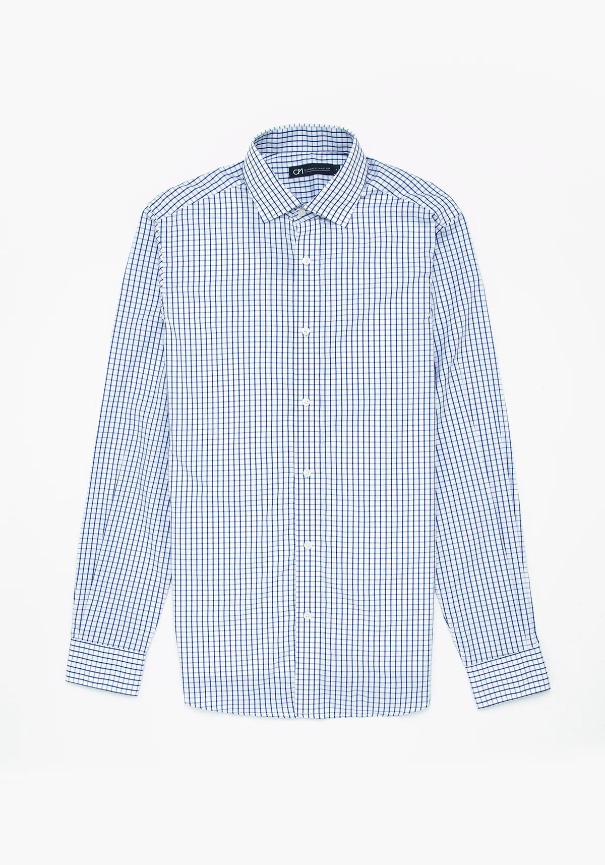 Camisa Popelín Cuadro Ventana Algodón Azul Tinta - imagen 1
