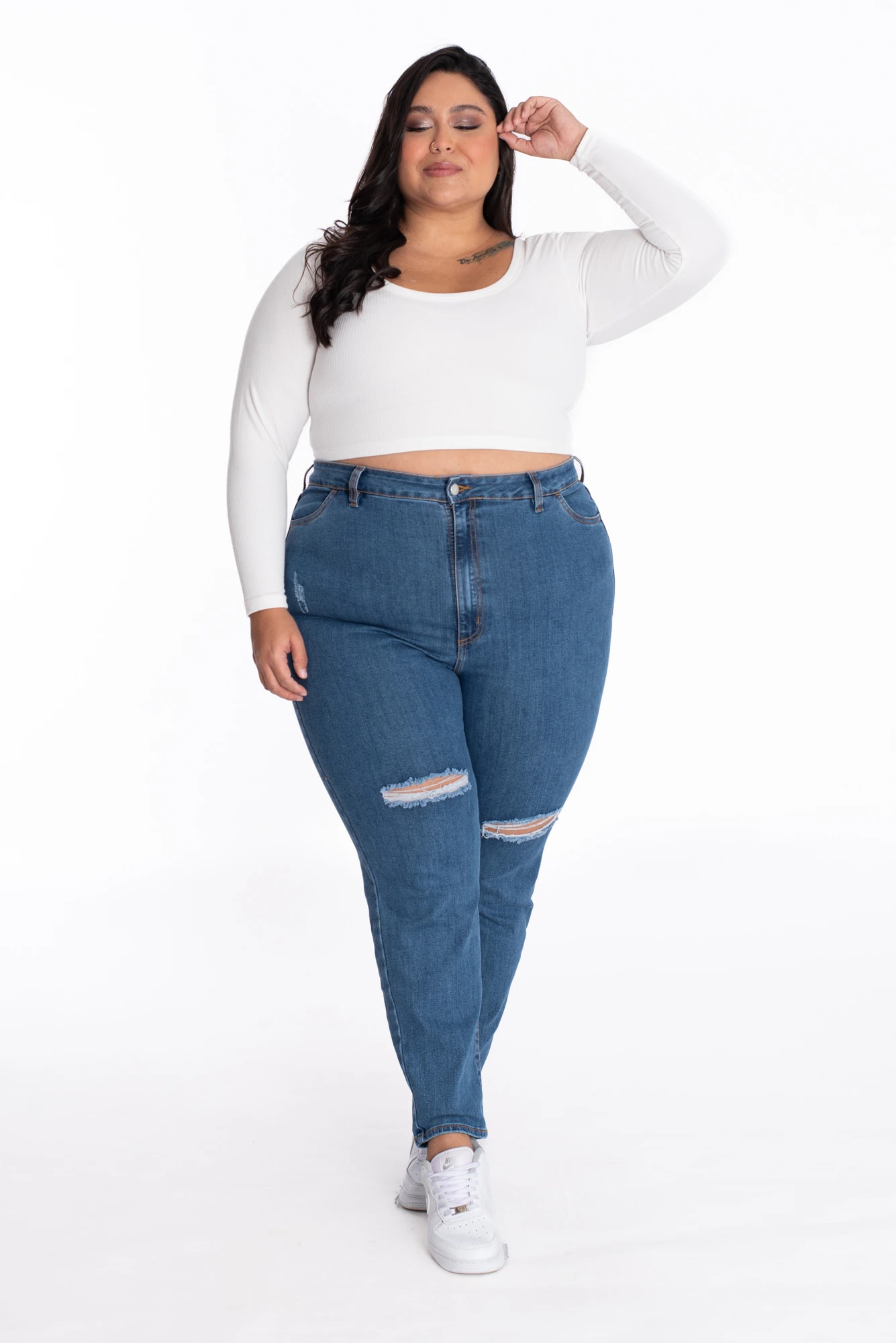 Jean Skinny Azul Medio Roto 407 - imagen 1