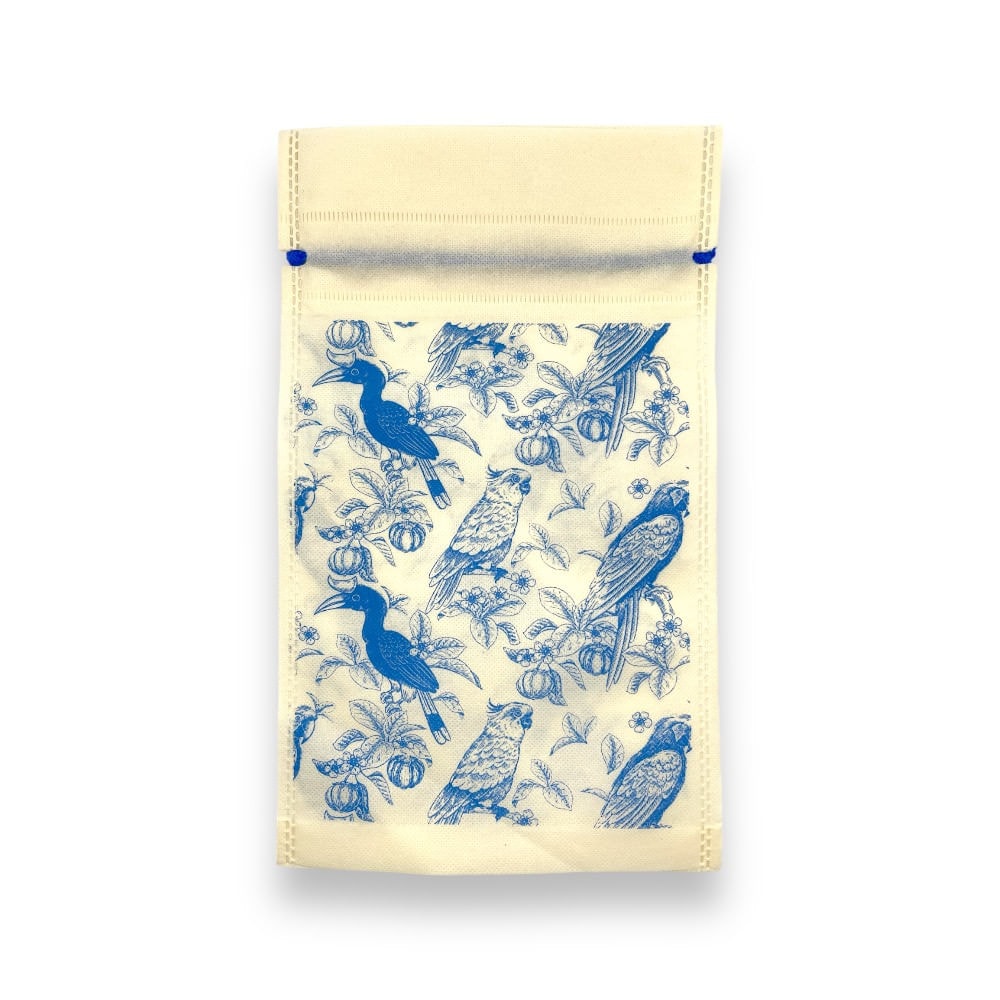 Bolsa en Tela Pequeña Aves Azules Reciclable y Reutillizable. Medidas 20*33 - imagen 1
